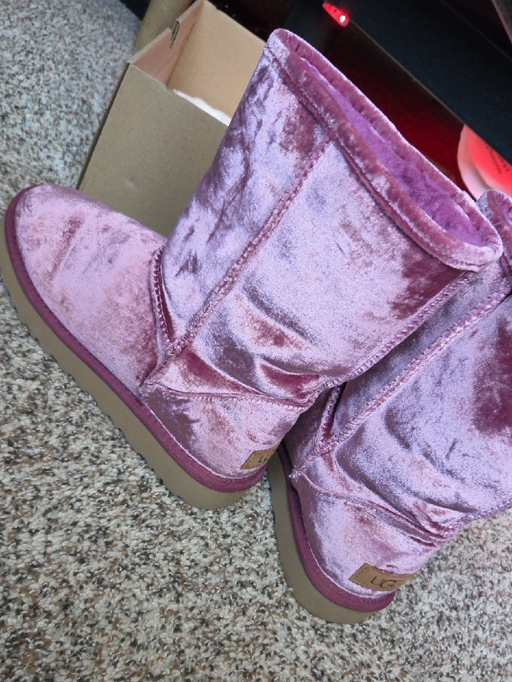 UGG Velvet Mid-Calf Boots in Dusty Rose Pink